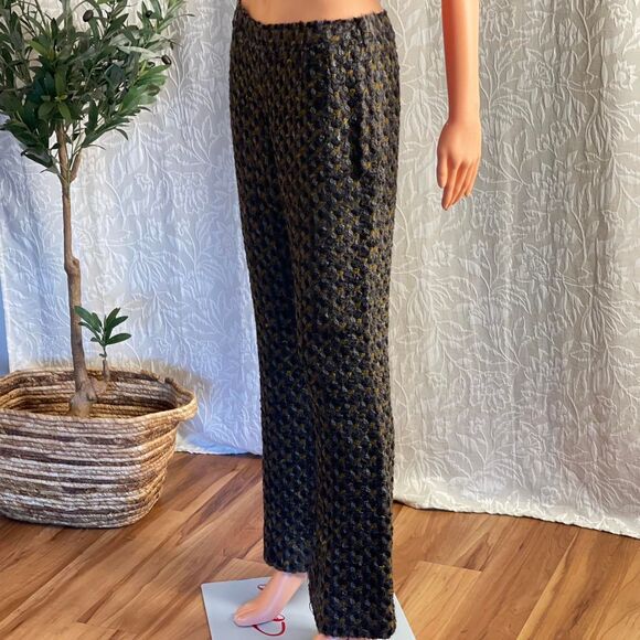 Vintage Dolce & Gabbana Wool Tweed Pants Gray Olive Tailored Trousers IT 42 US 6 - Picture 5 of 16